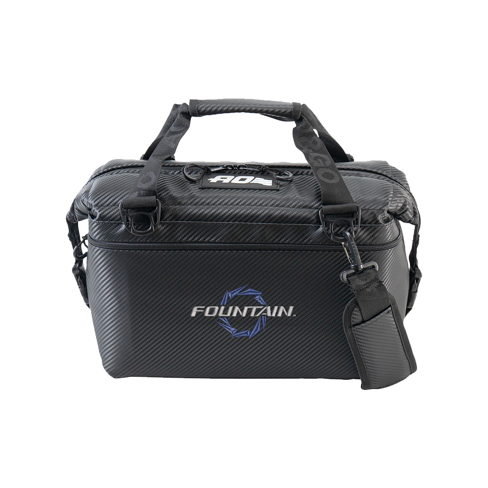 Fountain AO Soft Cooler Bag (24 Cans) - Blue Logo, Carbon Black