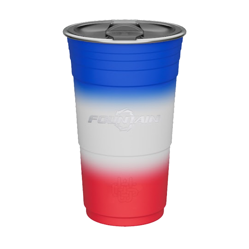 Fountain 16oz Laser Etched Cup - Red, White & Blue